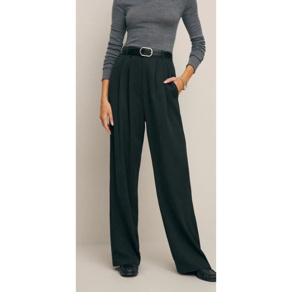 Reformation Mason High Waist Wide Leg Pants Black Size 4